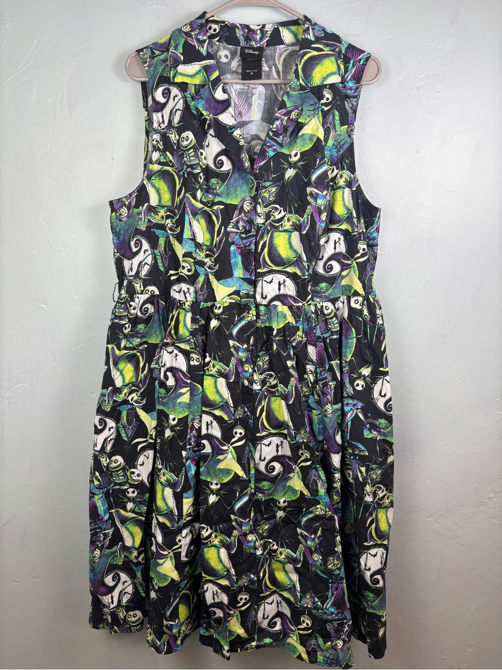 Torrid Disney Nightmare Before Christmas Black & Neon Green Sleeveless Dress